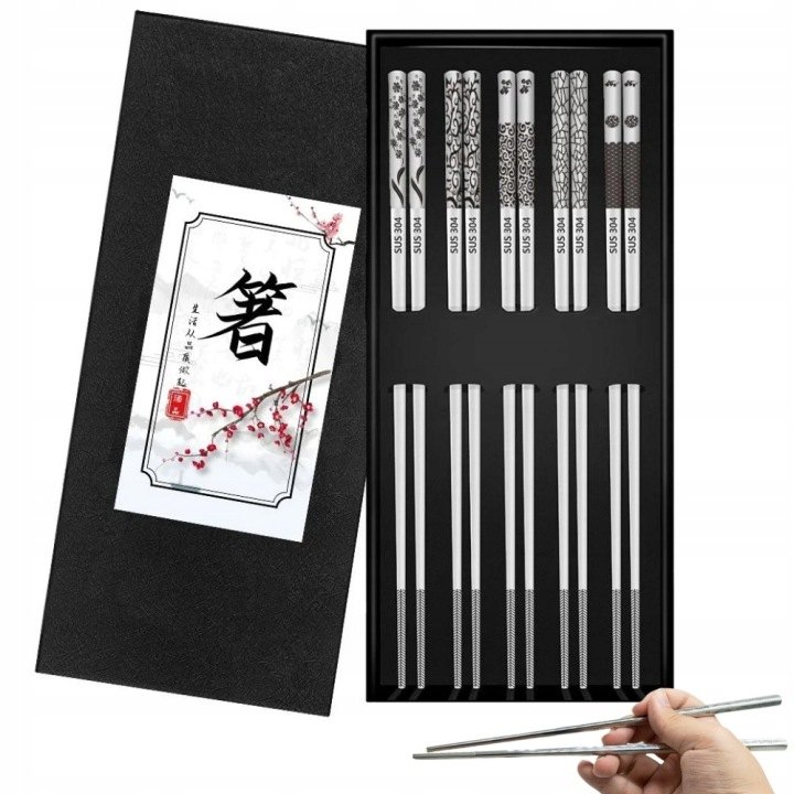 Oceľové paličky na sushi 23,5 cm, 5 párov