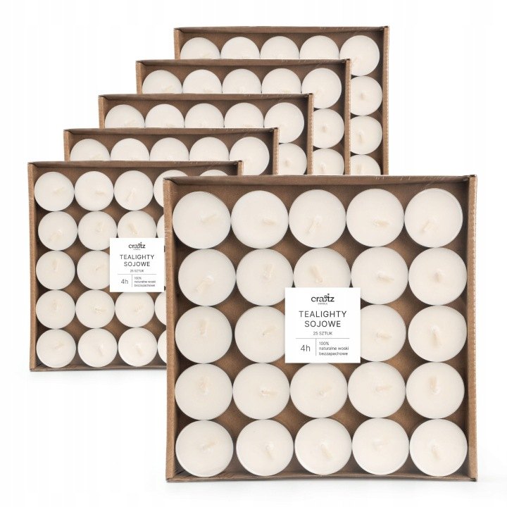 Bezvonné sójové čajové sviečky Craftz Candle, 150 kusov