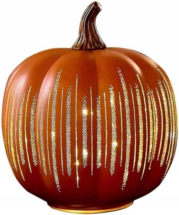 Oranžová LED tekvica 19,5 × 16,5 cm na stôl
