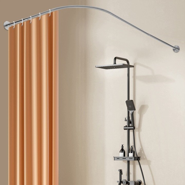 Rohová sprchová tyč v tvare L 70–90 × 100–150 cm strieborná