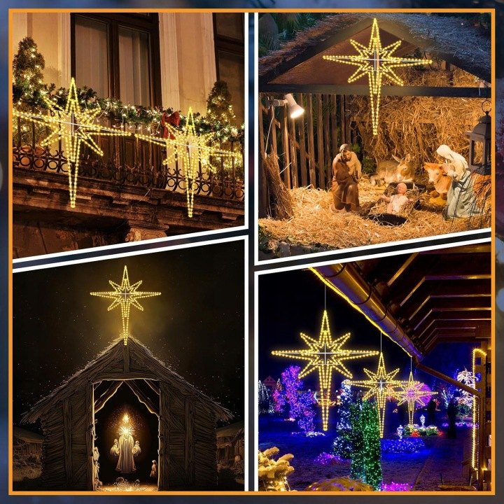 Vianočná hviezda LED so stálym teplým svetlom, 56 × 45 cm