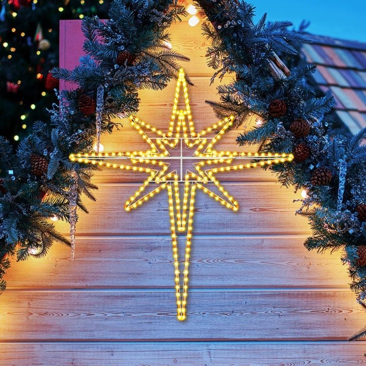 Vianočná hviezda LED so stálym teplým svetlom, 56 × 45 cm
