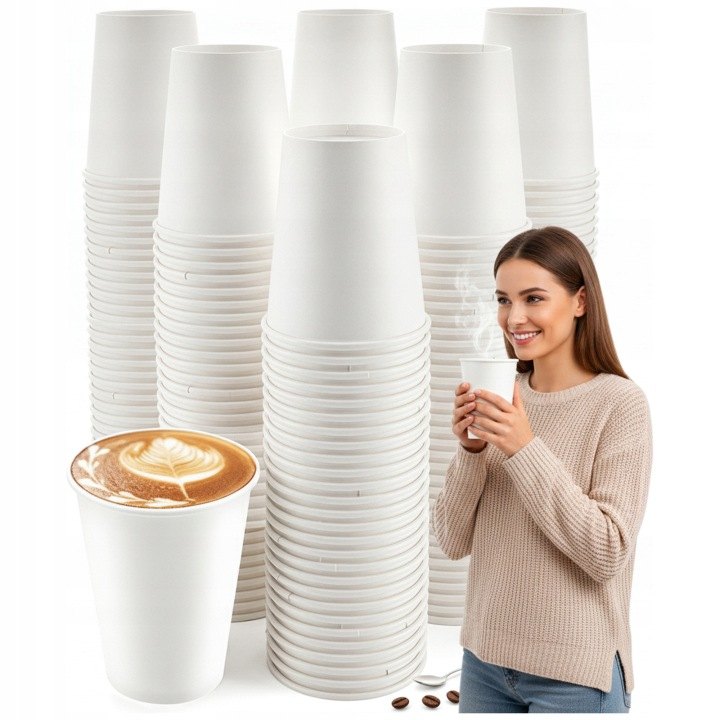 Biele papierové poháre Kram 250 ml, 100 ks