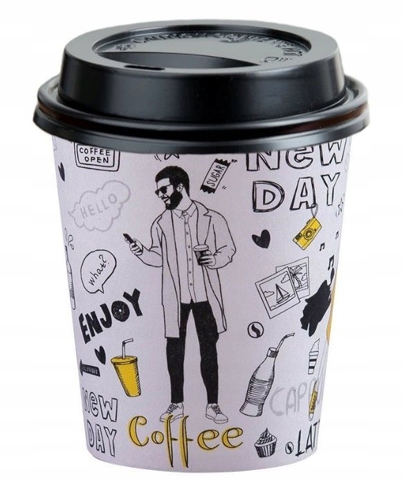 Čierne plastové viečka Kram na poháre 250 ml, 200 ks