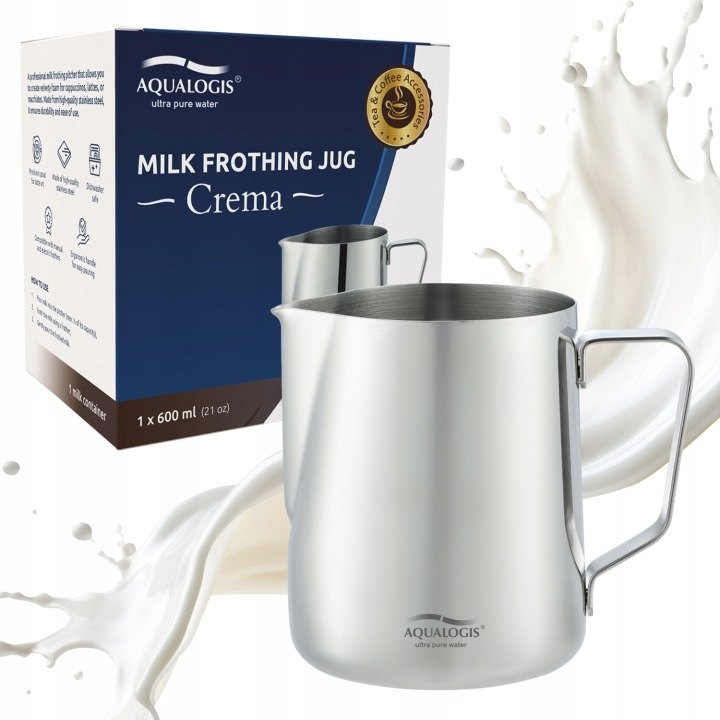 Aqualogis oceľový džbánik na napenenie mlieka, 600 ml