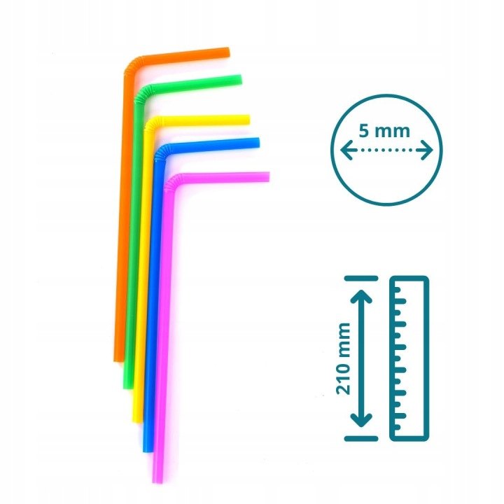 Farebné ohybné slamky Olpack 21 cm, 1000 ks