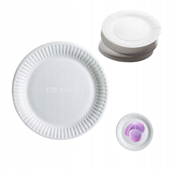 Biele papierové taniere Olpack 15 cm, 300 ks