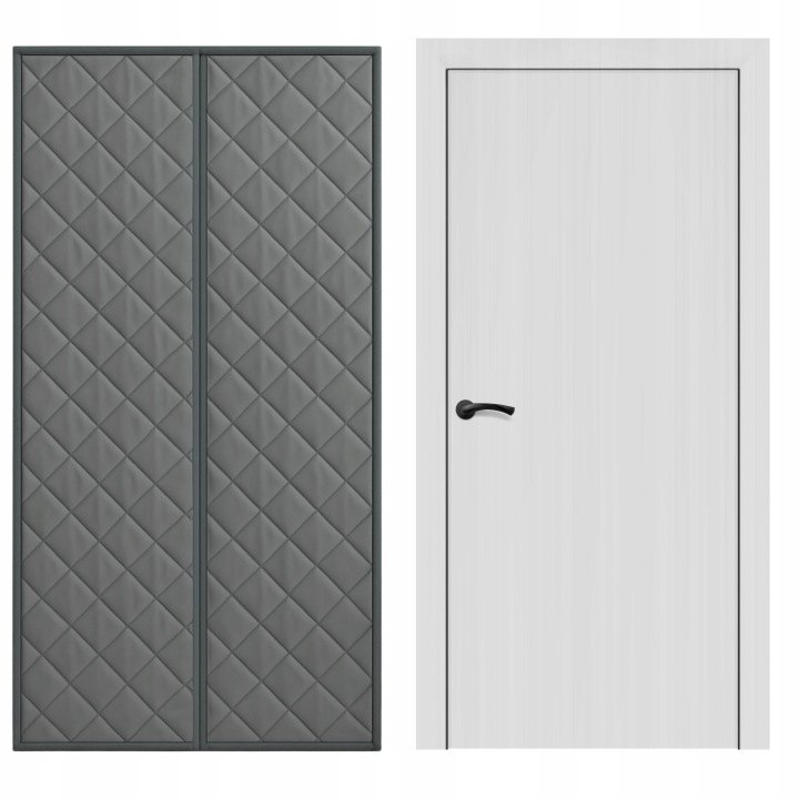 Sivý magnetický dverový záves 110 × 220 cm, výplň 160 g/m²