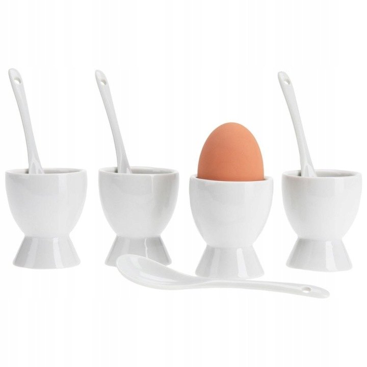 Porcelánové stojany na vajcia Excellent Houseware s lyžičkami, sada