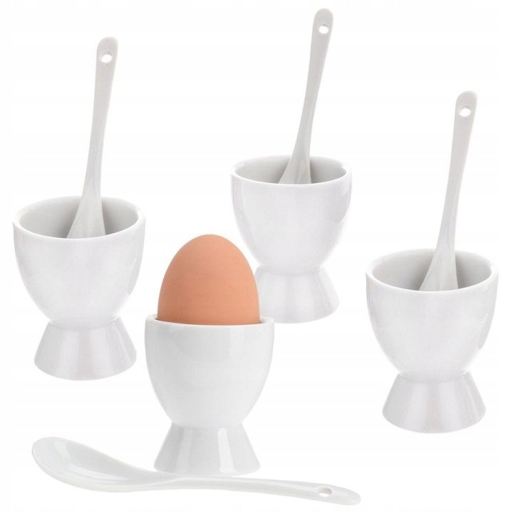 Porcelánové stojany na vajcia Excellent Houseware s lyžičkami, sada