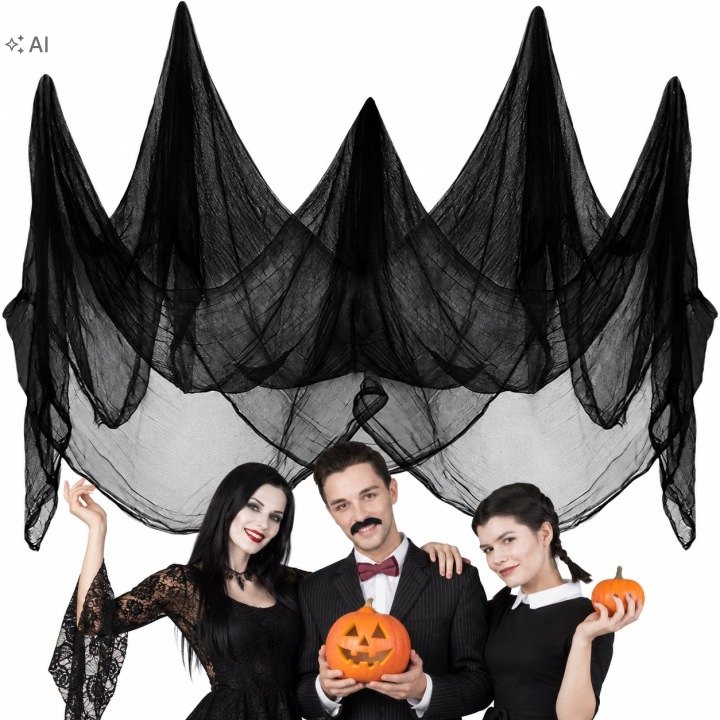 Čierna dekoračná pavučina PartyPal 76 × 300 cm
