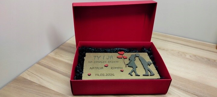 Personalizovaná 3D valentínska tabuľka s párom, 20 cm