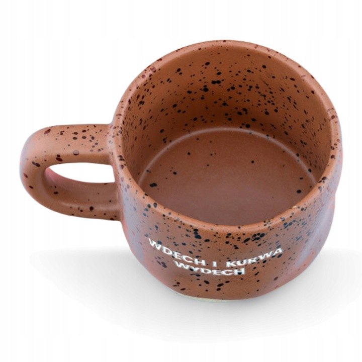 Kameninový hrnček s expresívnym nápisom 250 ml, hnedý
