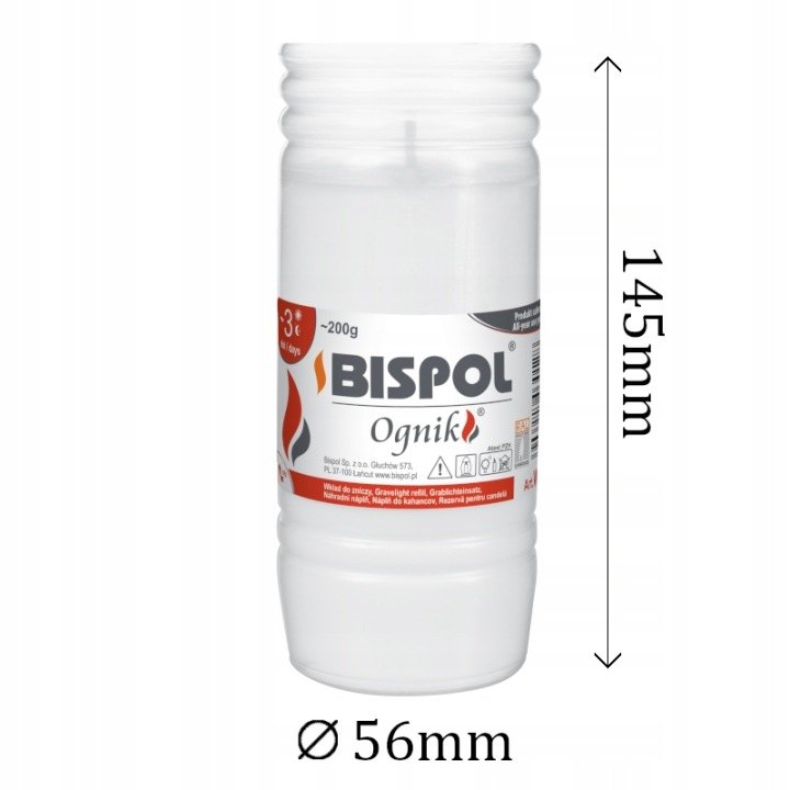 Parafínové náplne Bispol Ognik WP3, 24 kusov, 14,5 × 5,7 cm