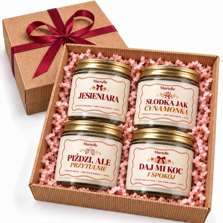 Jesenná súprava 4 sójových sviečok Martelle Jesieniara po 250 g