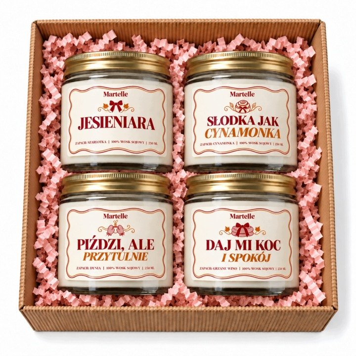Jesenná súprava 4 sójových sviečok Martelle Jesieniara po 250 g