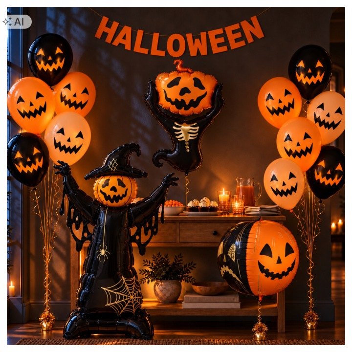 Halloweenska balónová súprava PartyDeco zes-HAL23 s girlandou