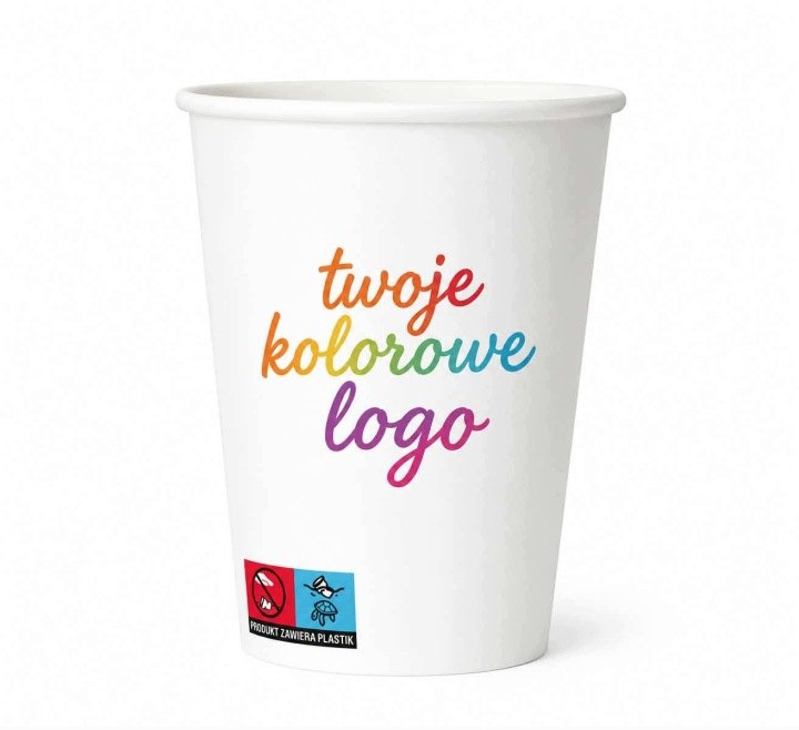 Papierové poháre s farebným logom 250 ml, 100 ks