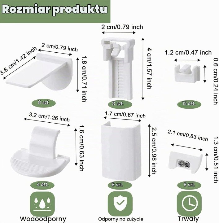 Upínacie úchyty na plisované rolety, 48 dielov