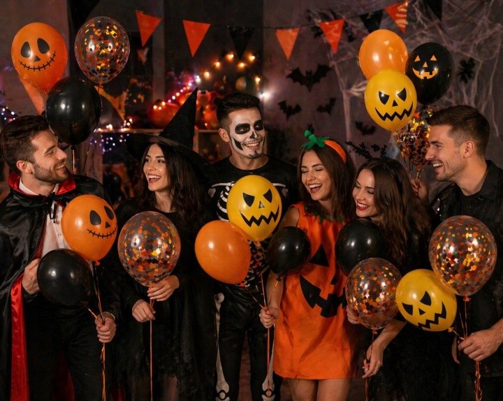 Halloweenske latexové balóny PartyPal, 30 kusov s motívmi