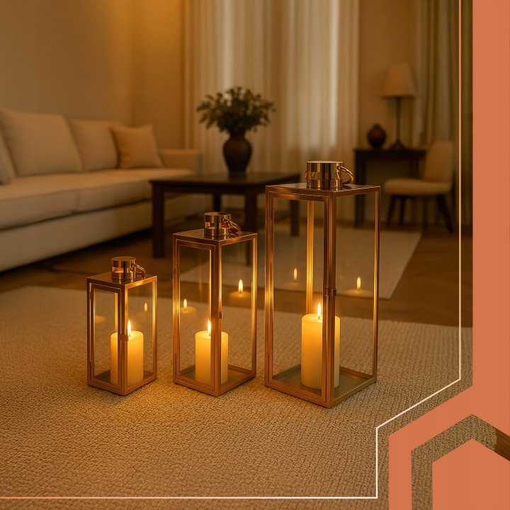 Sada troch zlatých lampášov Ruhhy 63, 49 a 38 cm