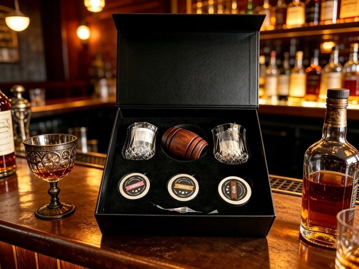 Set na údenie whisky Telinult s pohármi a formami na ľad