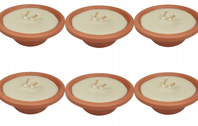 6x Hlinená sviečková misa - malá, klasický dizajn