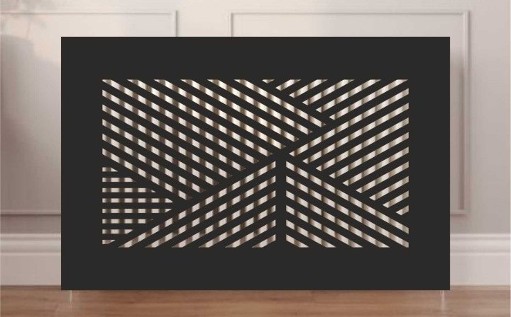Čierny kryt radiátora z DIBOND 49 × 58 cm