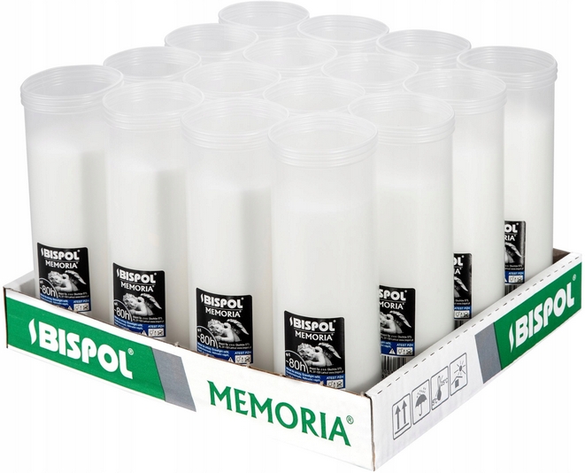 Parafínové vložky do cintorínskych sviec BISPOL MEMORIA P360, balenie 16 ks