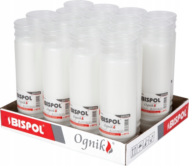 Parafínové náplne do sviec Bispol Ognik, biela farba, vydrž až 7 dní