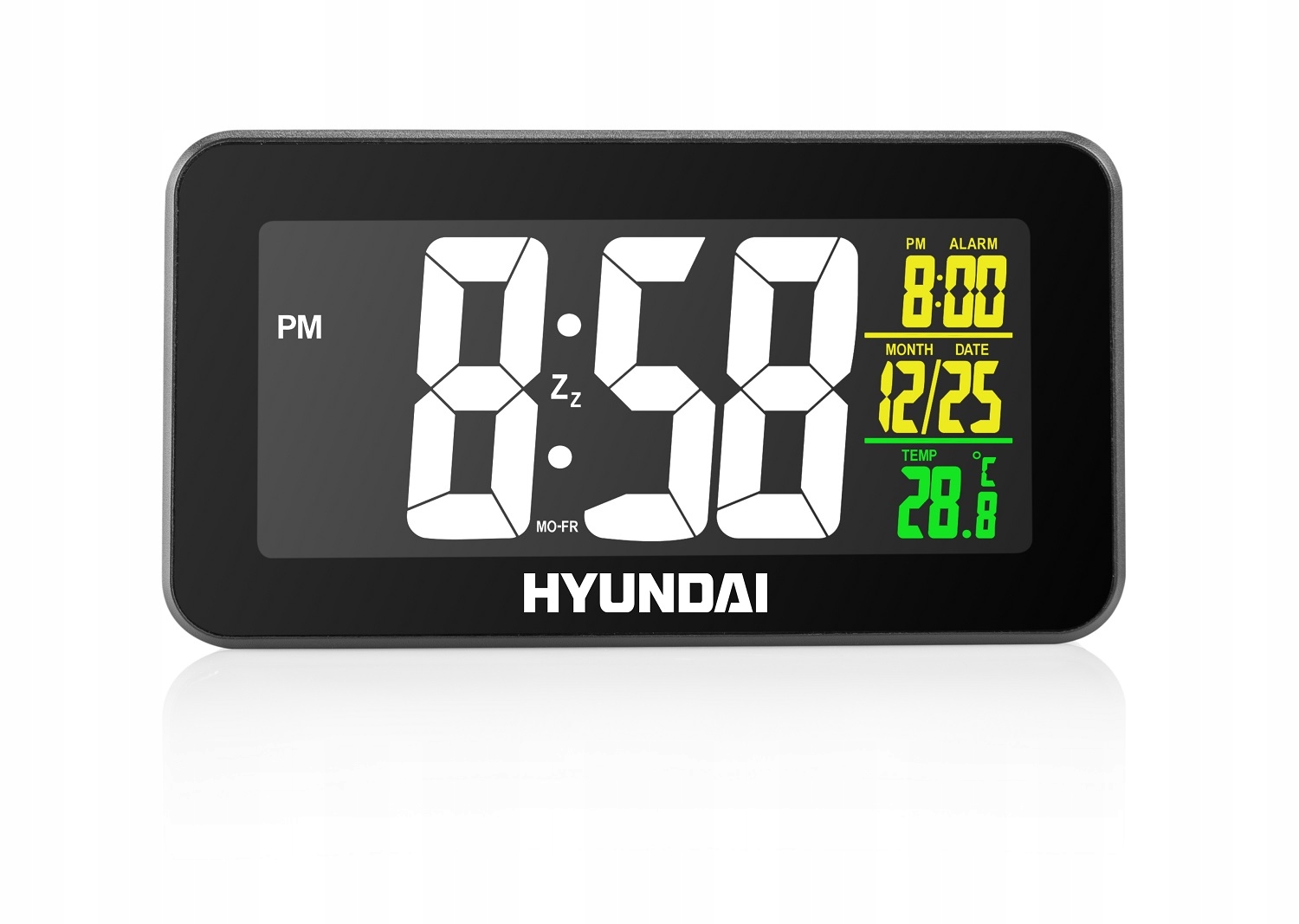 Hodiny - Budík teplomeru KALENDÁR DCF HYUNDAI 322 B