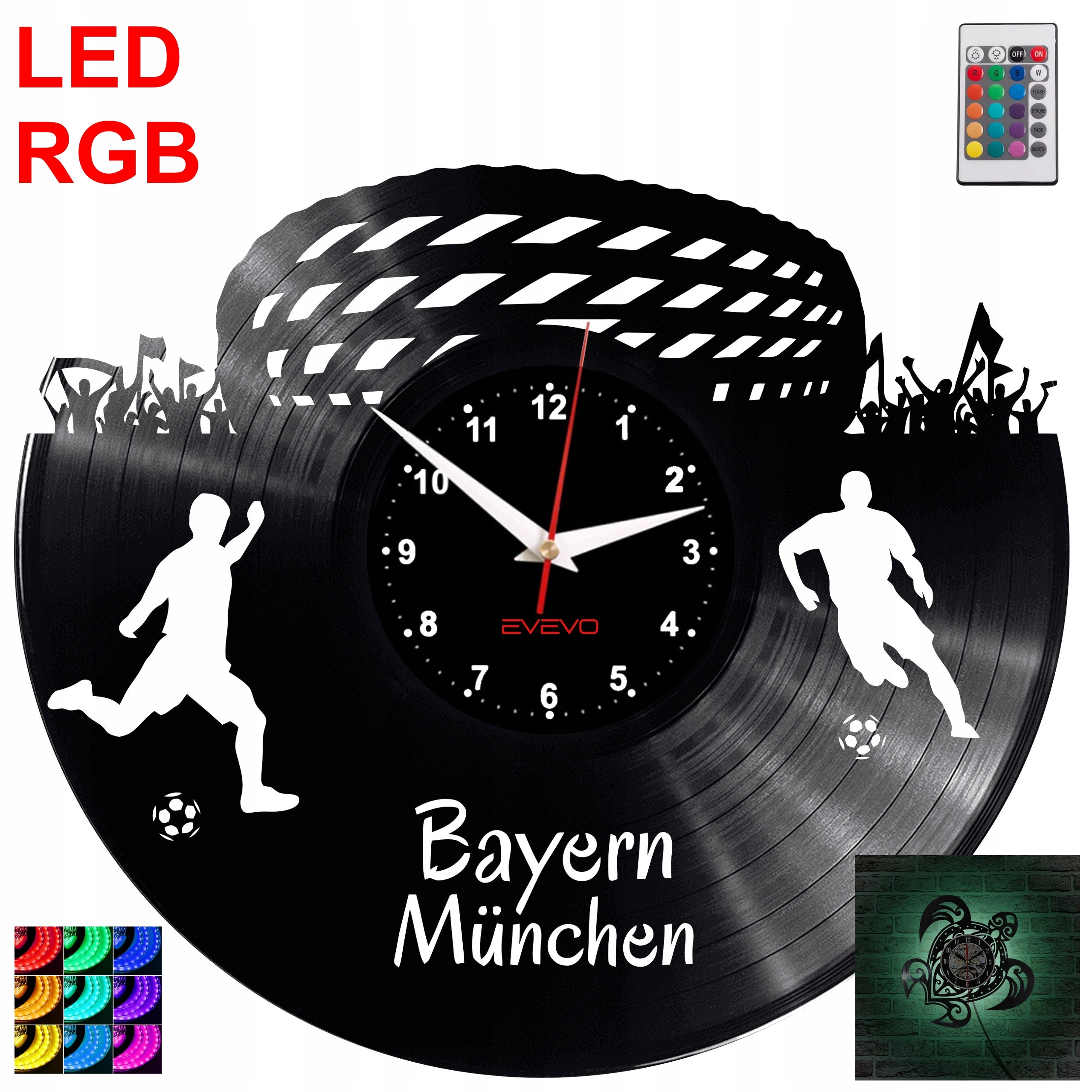 Hodiny - Bayern Mníchov LED Clock Vinyl Wall Plate