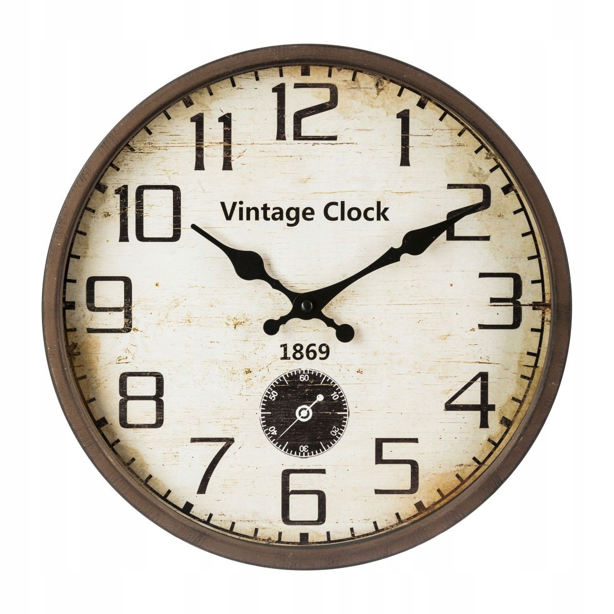 Hodiny - Vintage okrúhle hnedé tiché hodiny na povalu