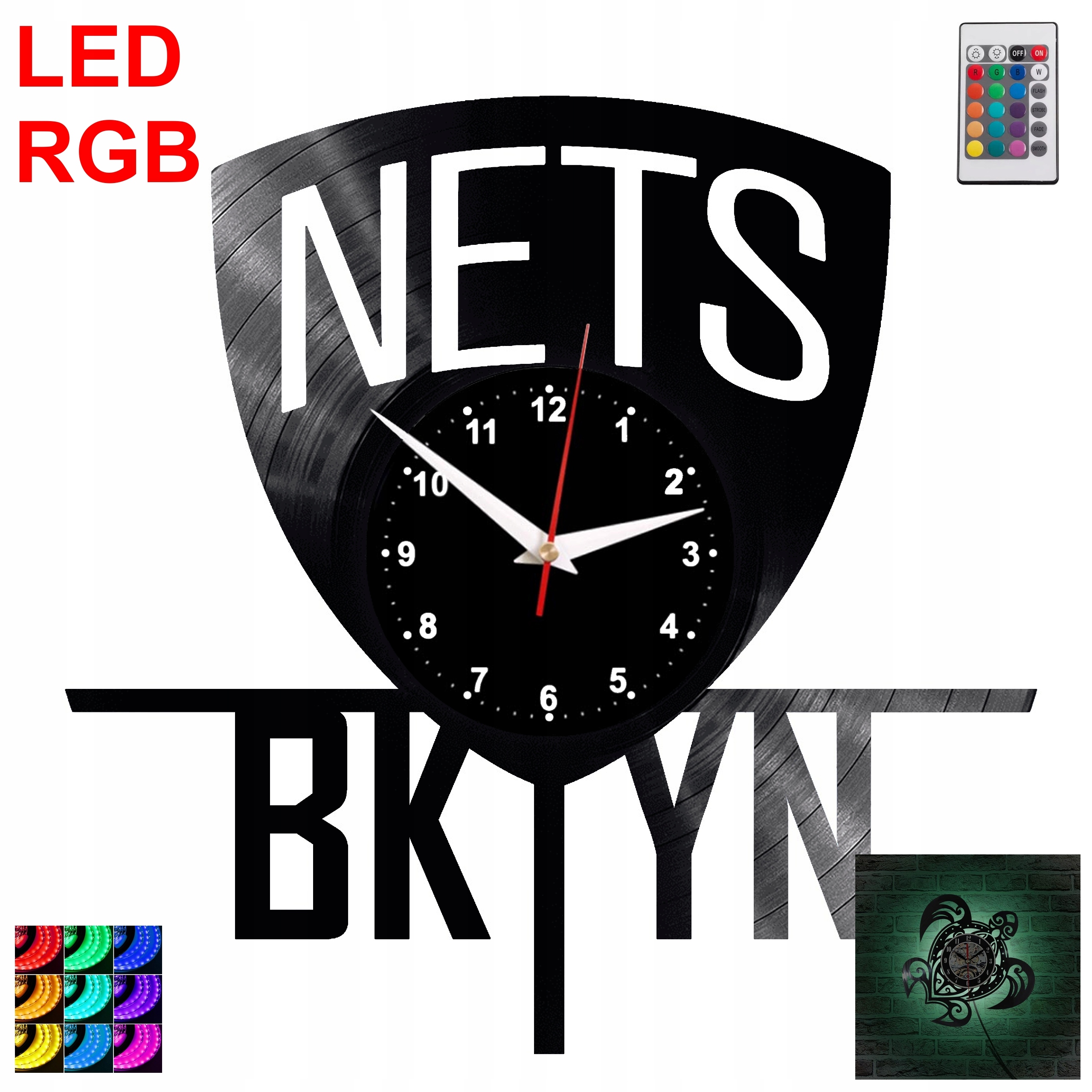 Hodiny - Brooklyn Nets LED Nástenné hodiny vinylové platne