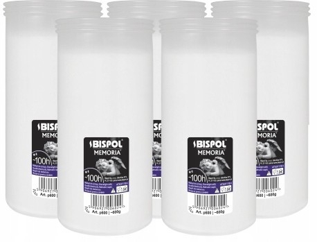 Parafínové vklady do svietnikov BISPOL P600 100H, balenie 5 ks