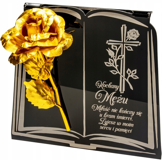 Večný lampáš na hrob s rytým akrylovým podstavcom a možnosťou personalizácie