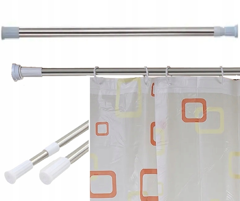 Tyč na sprchový záves - SPRCHOVÁ TYČ rozperná sprchová tyč 70-120 x 22 mm strieborná