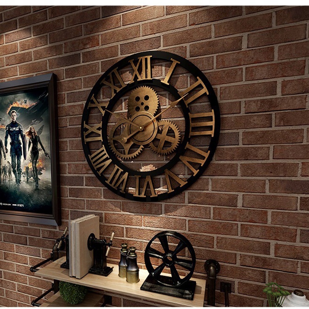 Hodiny - 3D BIG WALL hodiny na stene WOOD LOFT 50 cm