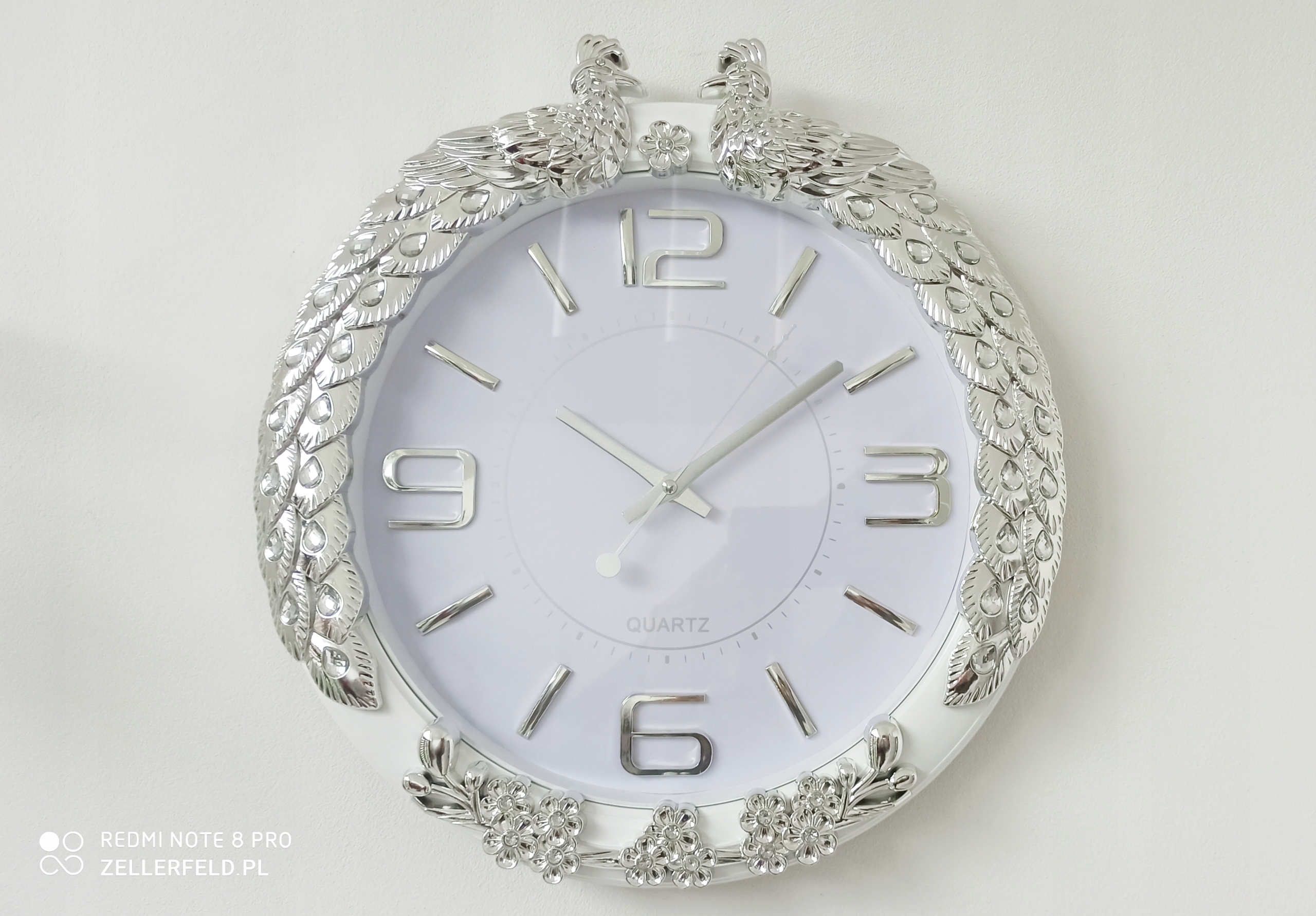Hodiny - Dekoratívne Glamour Clock Cubic zirkónmi 42 Peacock Silver