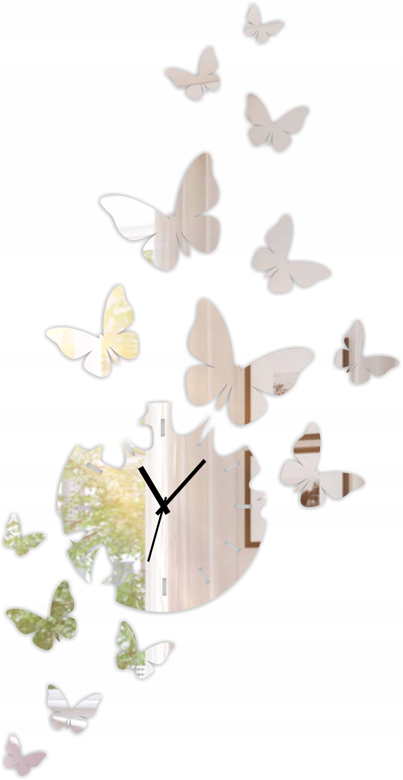 Hodiny - Big Modern Silent Nástenné hodiny Butterflies D50L