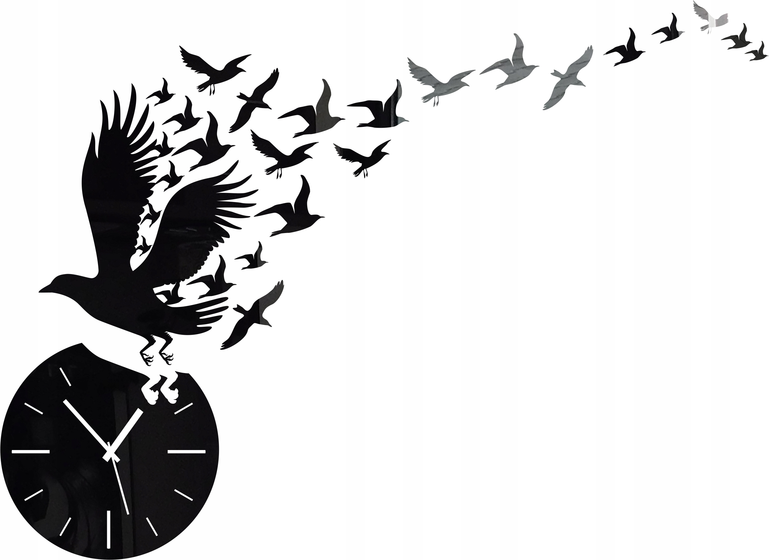Hodiny - Big Modern Silent Nástenné hodiny Birds D52C