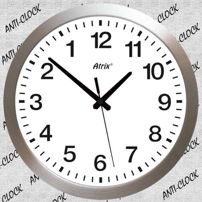 Hodiny - Veľké hliníkové hodiny kráčajúce dozadu / 40 cm