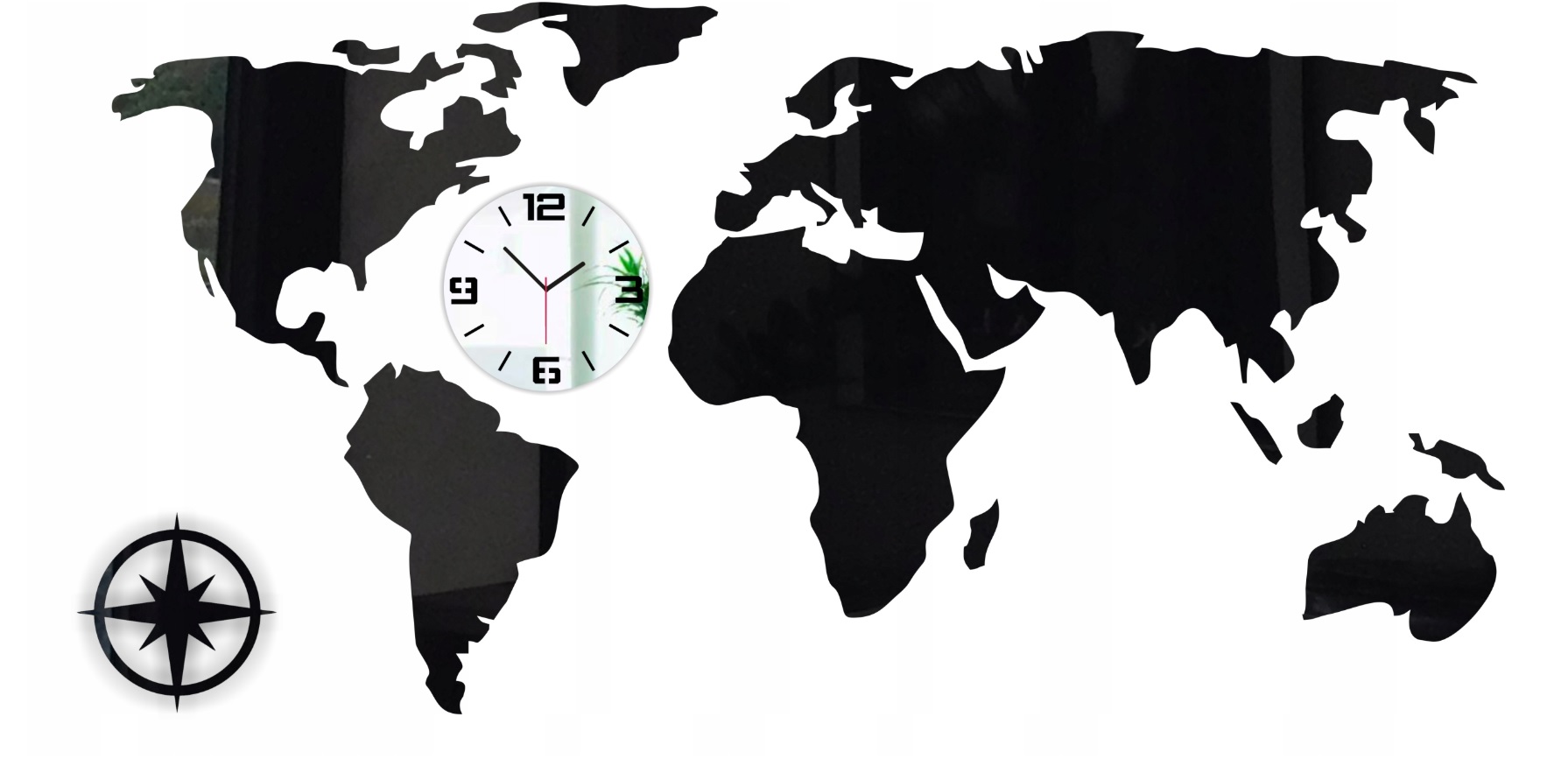 Hodiny - Veľké hodiny na stene World Map 6 návrhu 120x60