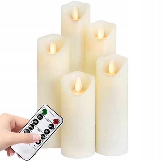 LED Sviečky s Realistickým Plameňom a Diaľkovým Ovládaním - Sada 5 kusov