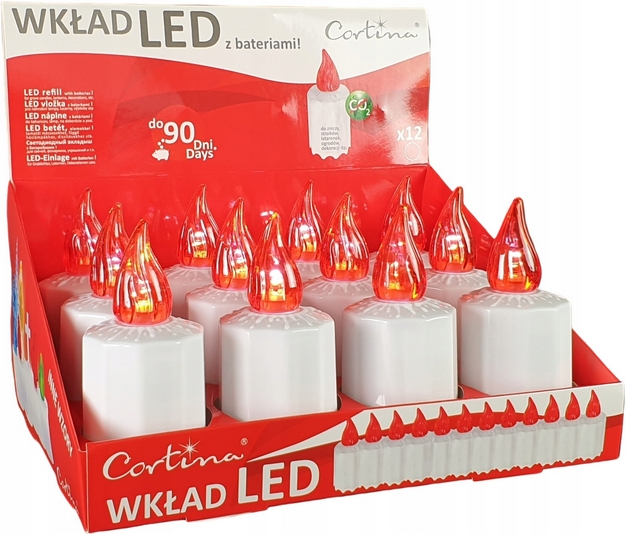 Elektrické vklady do sviečok červené s batériami na 90 dní - MELIUS