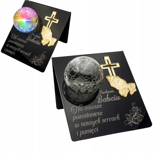 Solárny Lampáš na Hrob s Farebným LED Osvetlením a Možnosťou Personalizácie