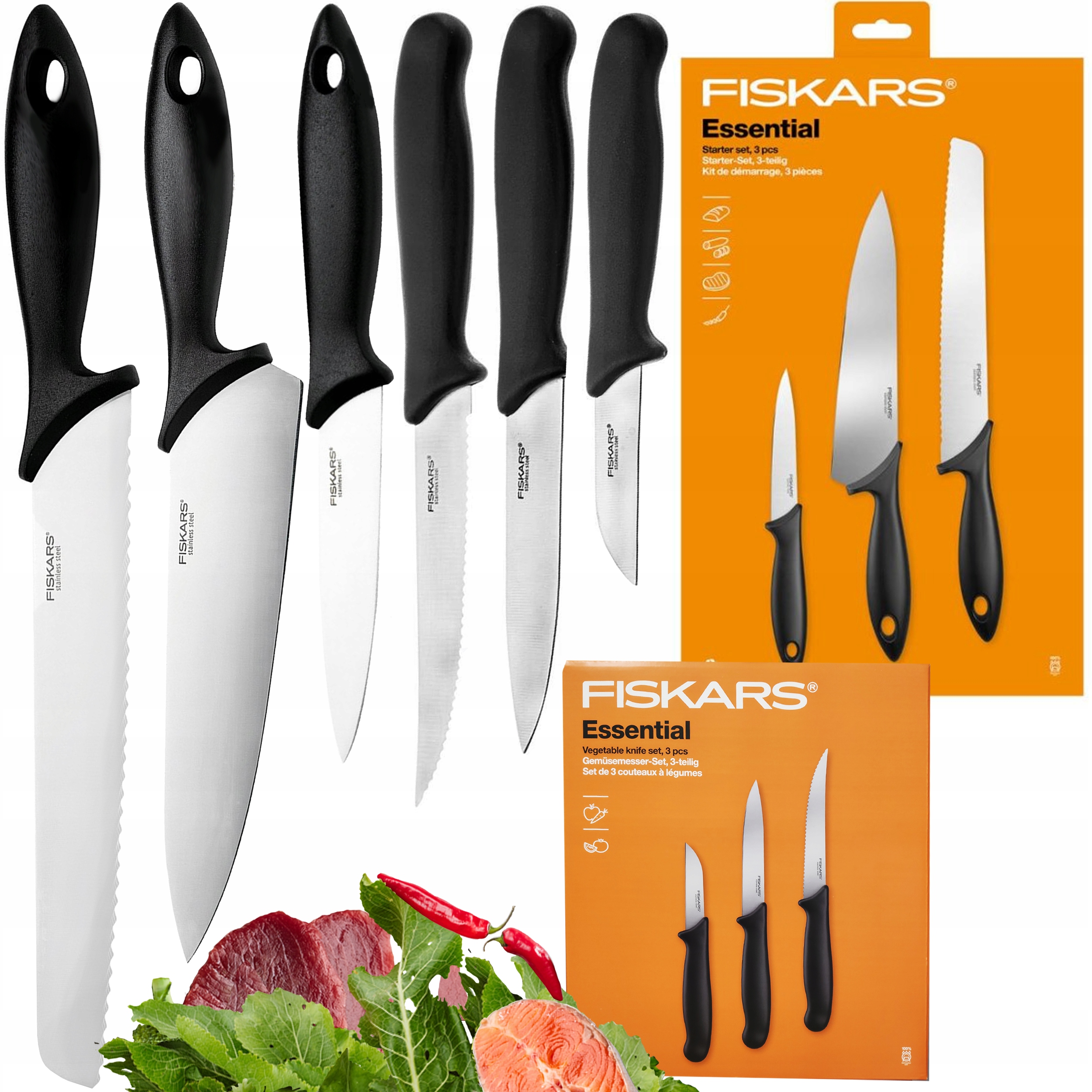 Sada nožov - FISKARS SADA 6 ZÁKLADNÝCH KUCHYŇSKÝCH NOŽOV