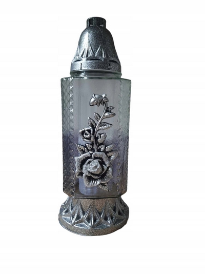 Moderné Sklenené Sviečky s Brokátovým Vkladom, 28 cm - 8 kusov na zgrzewke