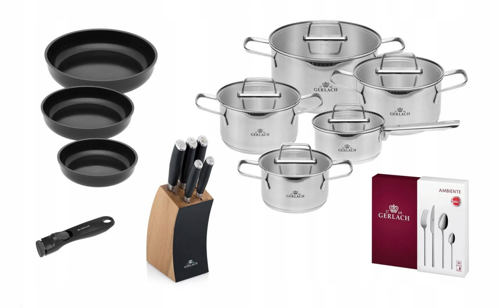 Sada hrncov - Gerlach Pots Set + Pans + nože + príbory