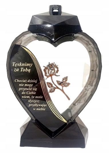 Čierno-zlatý náhrobný znicz s nápisom "Túžime za tebou"
